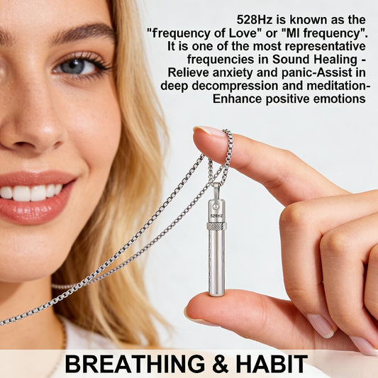 528 Hz Frequency Vedic Sound Stress-Relief Necklace, Rotating Meditation Anxiety-Relief Stainless Steel Jewelry, Sound Flute Music Pendant - image 2