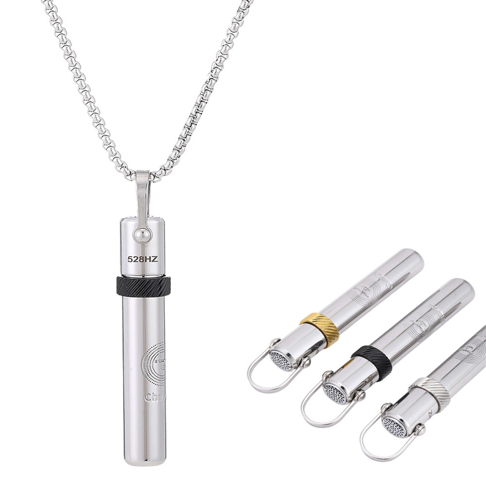 528 Hz Frequency Vedic Sound Stress-Relief Necklace, Rotating Meditation Anxiety-Relief Stainless Steel Jewelry, Sound Flute Music Pendant - image 5
