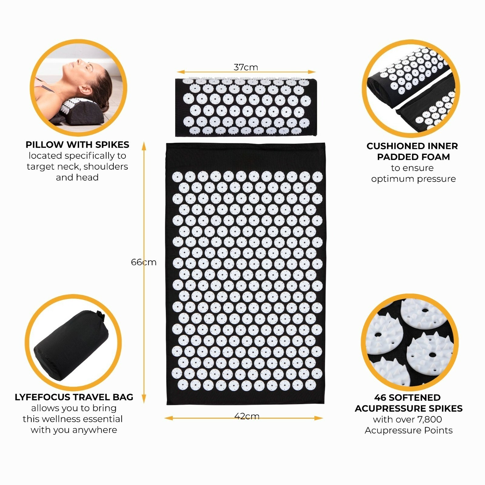 New Premium Acupressure Shakti Massage Mat & Pillow Set Fitness