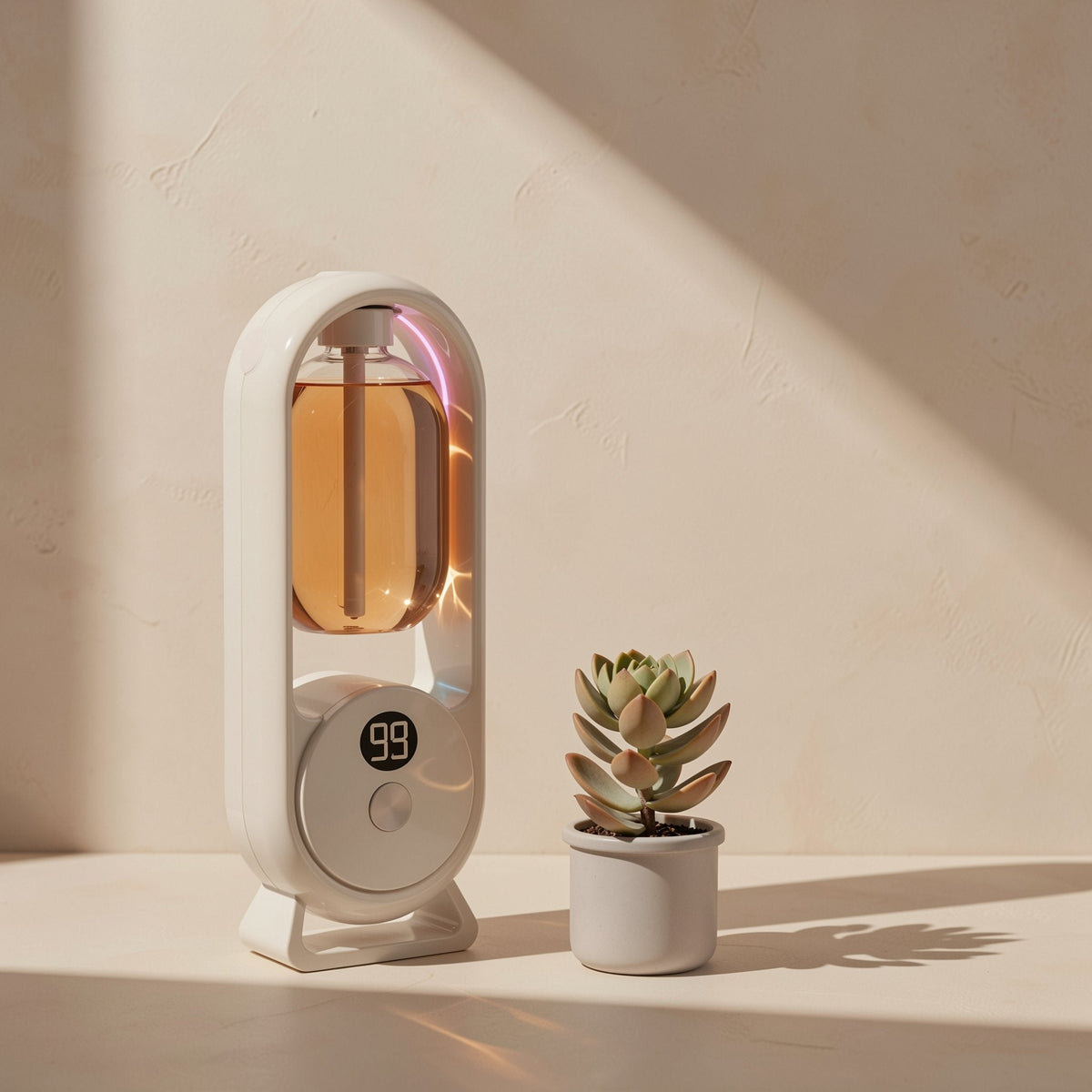 Square digital display aroma diffuser with an atmosphere lamp - view 2