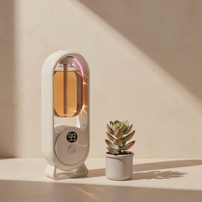 Square digital display aroma diffuser with an atmosphere lamp - view 2