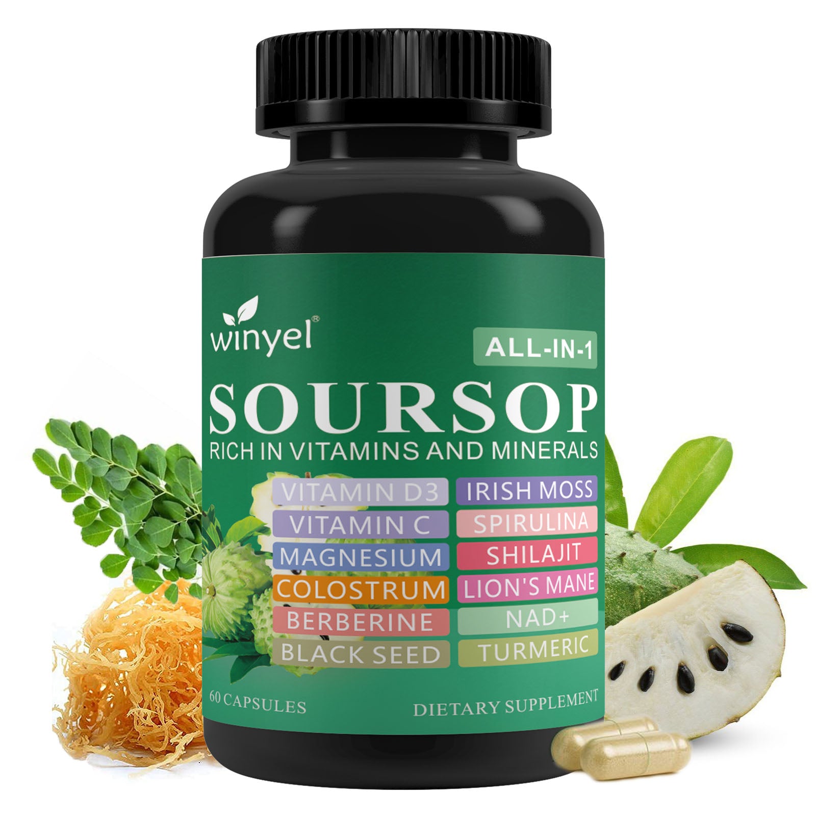 Soursop Supplement Containing 20 Herbal Extracts Including