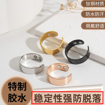 Cross-Border Hot-Selling Stainless Steel Magnetic Ring, Magnetic Opening Stress-Relief Ring, Double Magnetic Stone Ring, Health and Fashion Accessory - image 1
