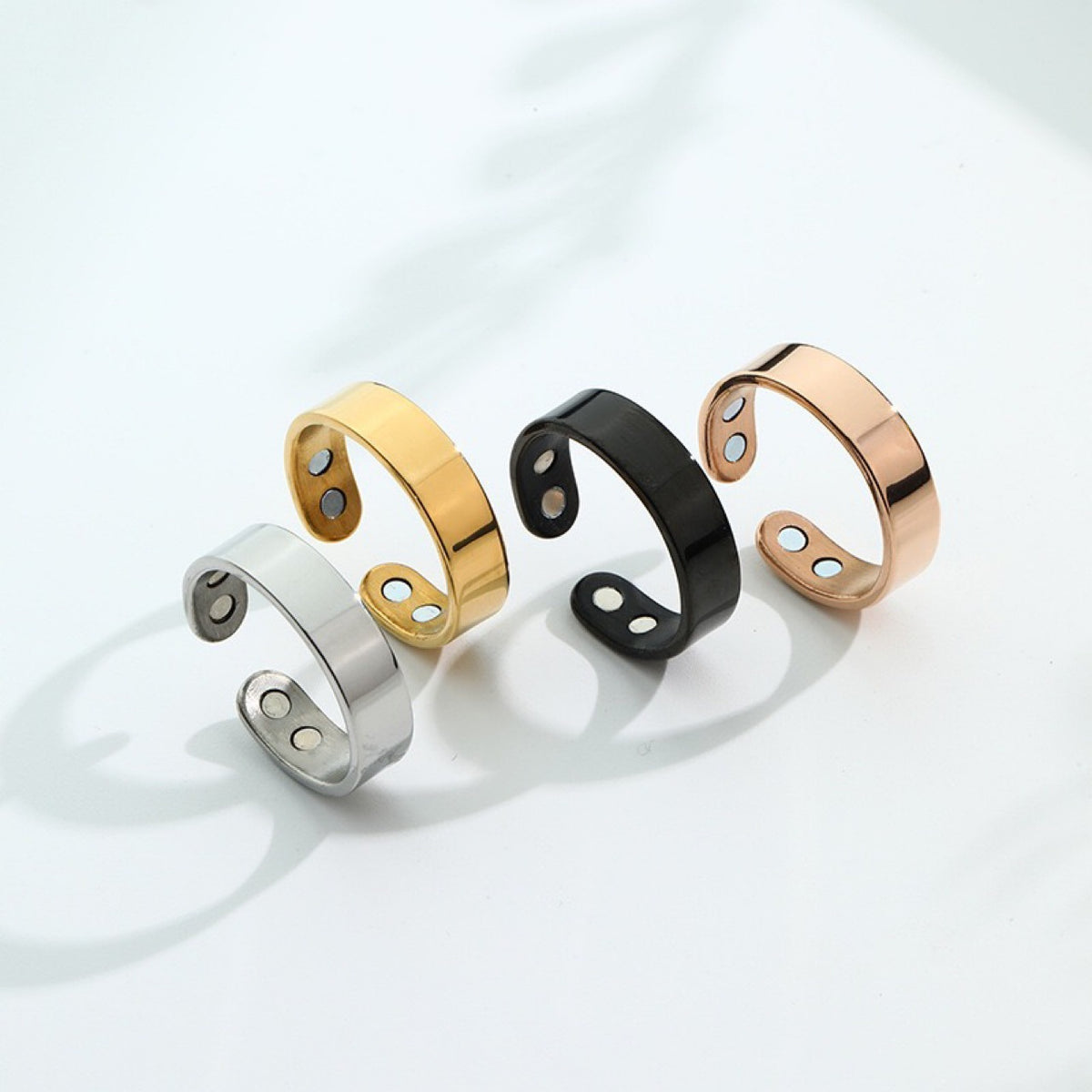 Cross-Border Hot-Selling Stainless Steel Magnetic Ring, Magnetic Opening Stress-Relief Ring, Double Magnetic Stone Ring, Health and Fashion Accessory - image 3