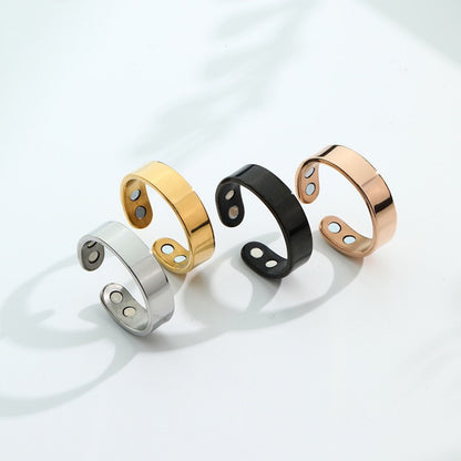 Cross-Border Hot-Selling Stainless Steel Magnetic Ring, Magnetic Opening Stress-Relief Ring, Double Magnetic Stone Ring, Health and Fashion Accessory - image 3