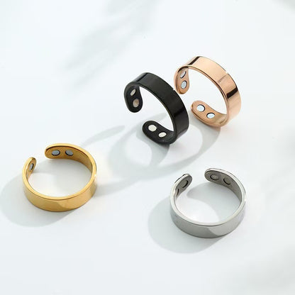 Cross-Border Hot-Selling Stainless Steel Magnetic Ring, Magnetic Opening Stress-Relief Ring, Double Magnetic Stone Ring, Health and Fashion Accessory - image 4