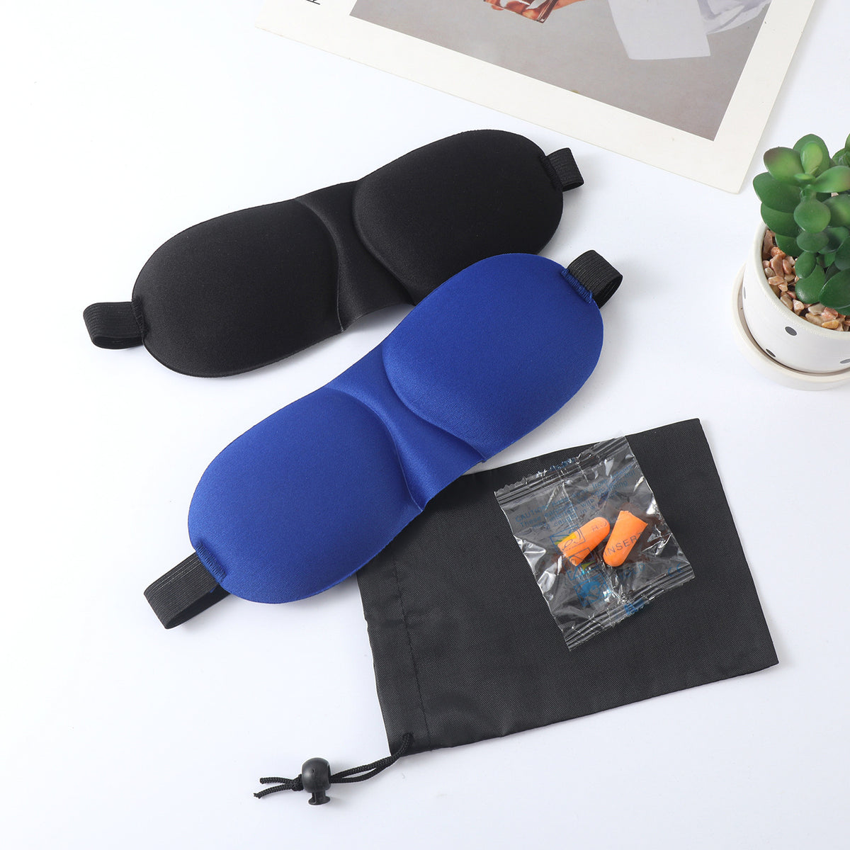 in stock 3D Sleeping Eye Mask Comfortable Breathable Lightweight Shading Sleep Eye Mask Storage Bag Earplugs 3-piece Set - image 1