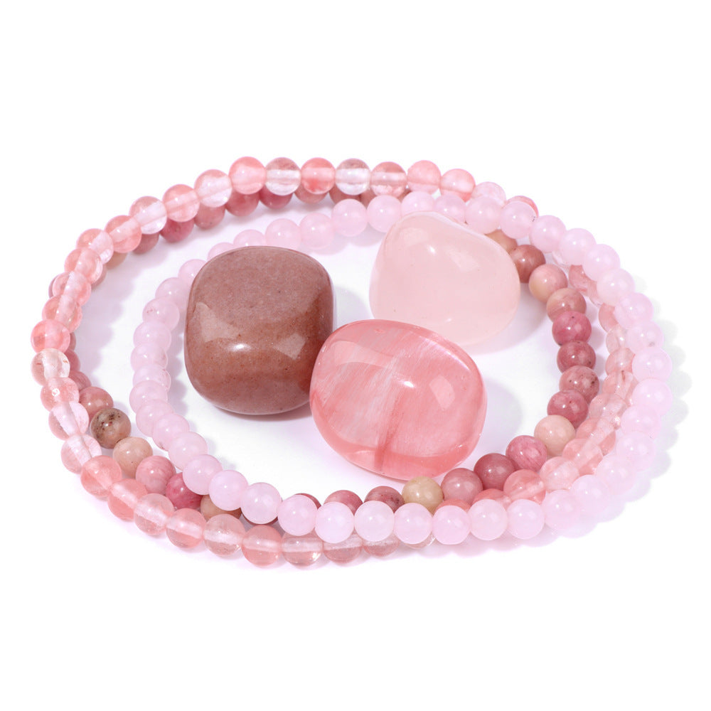 4mm Stone Beaded Three-Piece Set Combination Men's and Women's Bracelets Meditation Raw Stone Decompression Bracelets Yiwu Manufacturers Can Wholesale - image 1