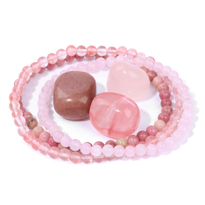 4mm Stone Beaded Three-Piece Set Combination Men's and Women's Bracelets Meditation Raw Stone Decompression Bracelets Yiwu Manufacturers Can Wholesale - image 1