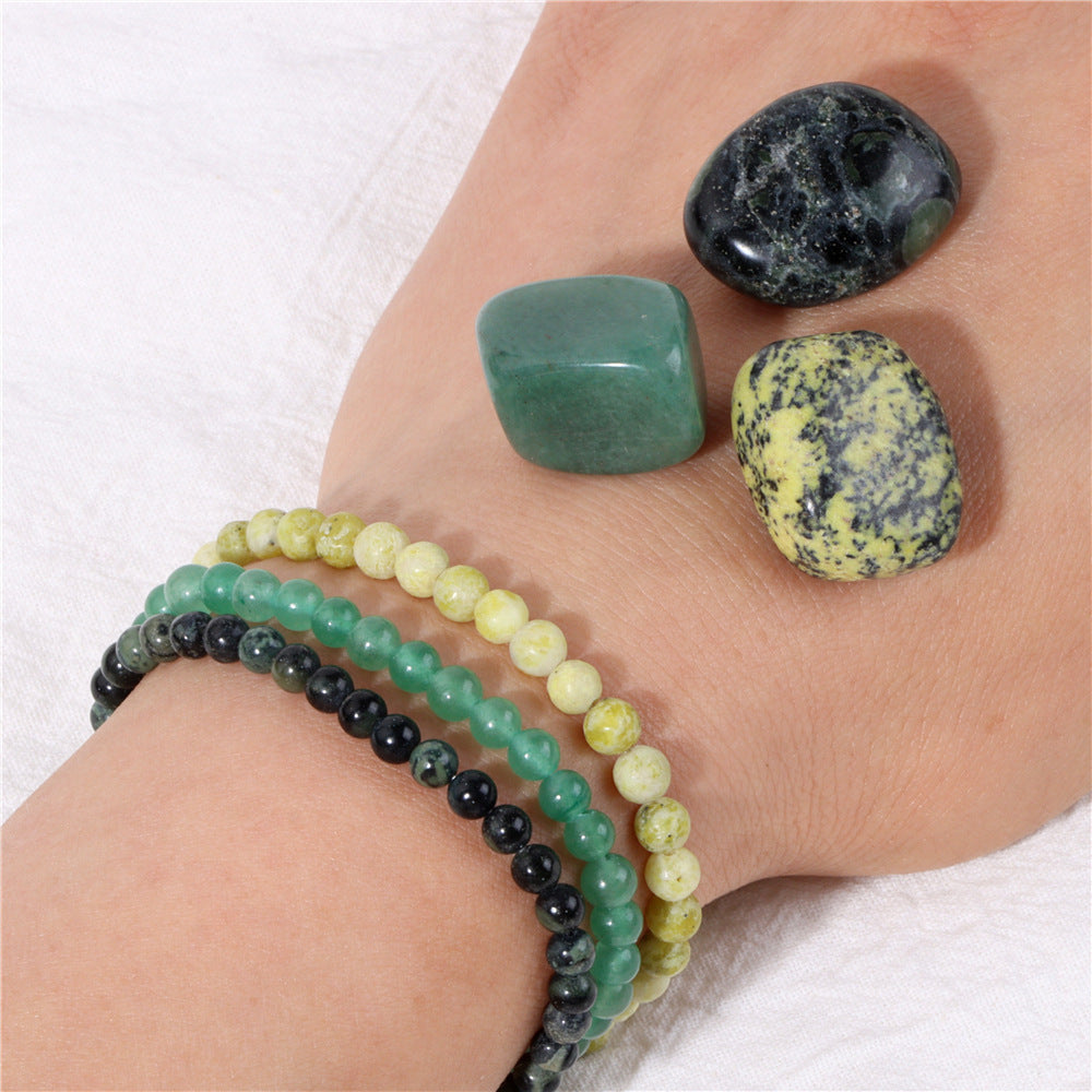 4mm Stone Beaded Three-Piece Set Combination Men's and Women's Bracelets Meditation Raw Stone Decompression Bracelets Yiwu Manufacturers Can Wholesale - image 4