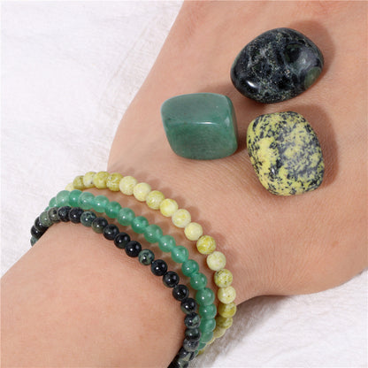 4mm Stone Beaded Three-Piece Set Combination Men's and Women's Bracelets Meditation Raw Stone Decompression Bracelets Yiwu Manufacturers Can Wholesale - image 4