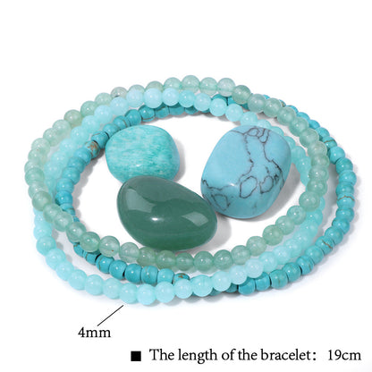 4mm Stone Beaded Three-Piece Set Combination Men's and Women's Bracelets Meditation Raw Stone Decompression Bracelets Yiwu Manufacturers Can Wholesale - image 5