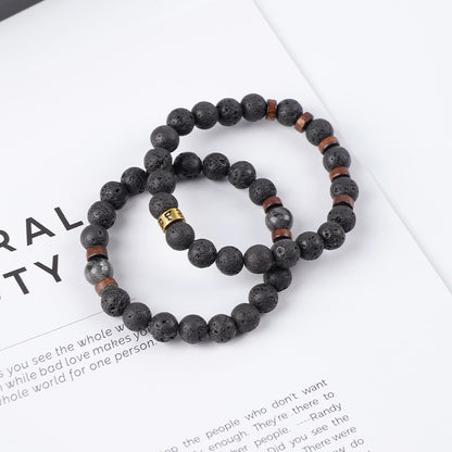 Amazon's Best-Selling Volcanic Stone Bracelet Men's Accessories Casual Meditation Versatile Punk Inscription Bracelet Men's Bracelet - image 1