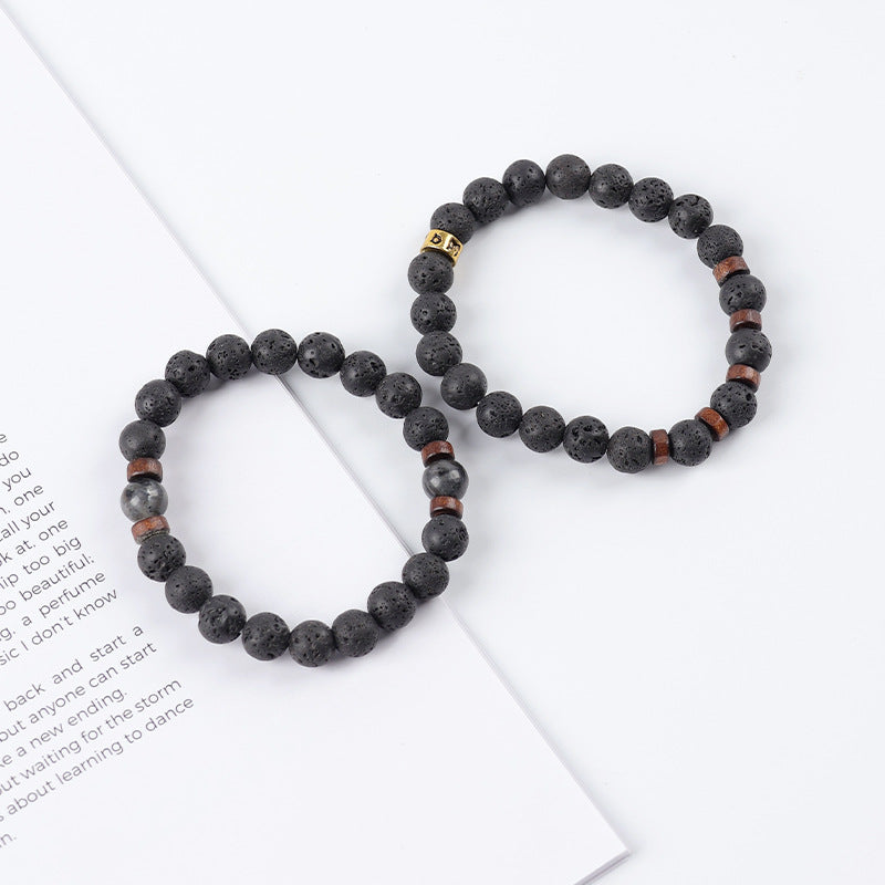 Amazon's Best-Selling Volcanic Stone Bracelet Men's Accessories Casual Meditation Versatile Punk Inscription Bracelet Men's Bracelet - image 4