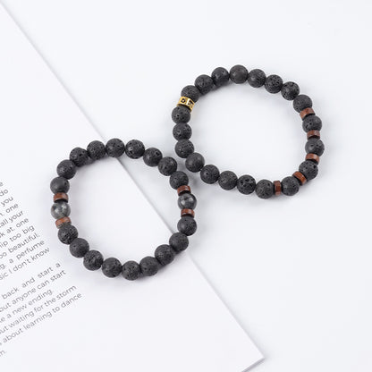 Amazon's Best-Selling Volcanic Stone Bracelet Men's Accessories Casual Meditation Versatile Punk Inscription Bracelet Men's Bracelet - image 4