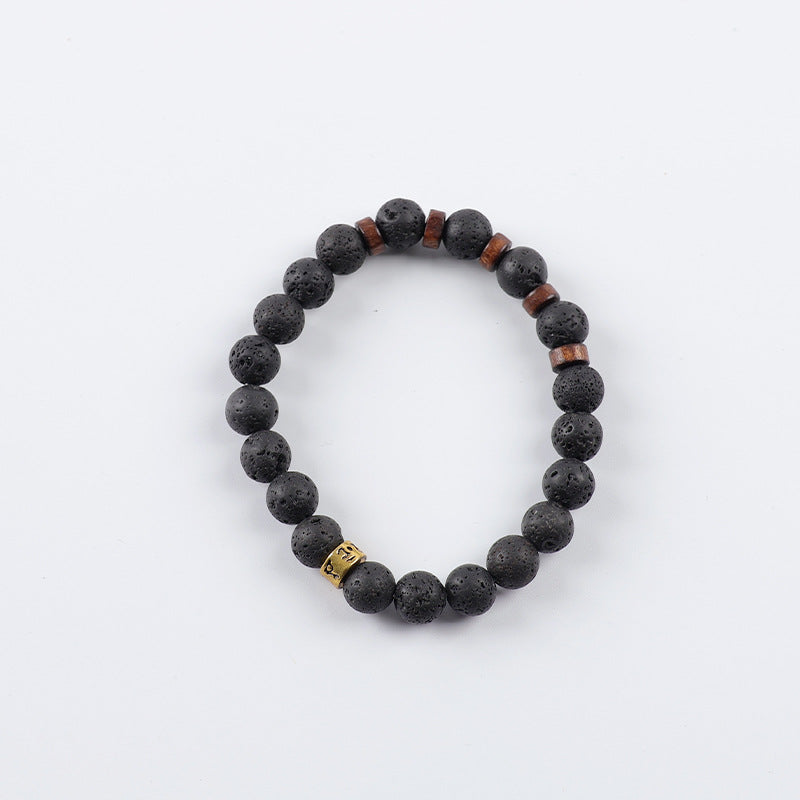 Amazon's Best-Selling Volcanic Stone Bracelet Men's Accessories Casual Meditation Versatile Punk Inscription Bracelet Men's Bracelet - image 5
