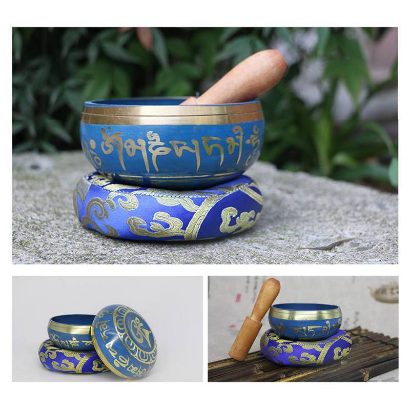 Bowl Handmade Nepalese Tibetan Buddha Singing Bowl Decorative Dishes with Mallet for Meditation Chakra Prayer