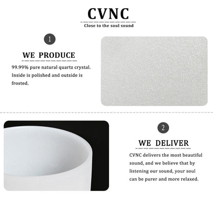 CVNC 8'' Note F Heart Chakra Frosted Quartz Crystal Singing Bowl