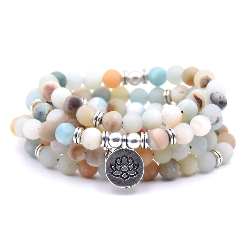 High Quantity Natural Stone charm women men OM Bracelet 108 Mala Yoga lotus Matte Jewelry necklace Pulseras dropshipping