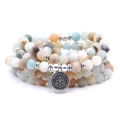 High Quantity Natural Stone charm women men OM Bracelet 108 Mala Yoga lotus Matte Jewelry necklace Pulseras dropshipping