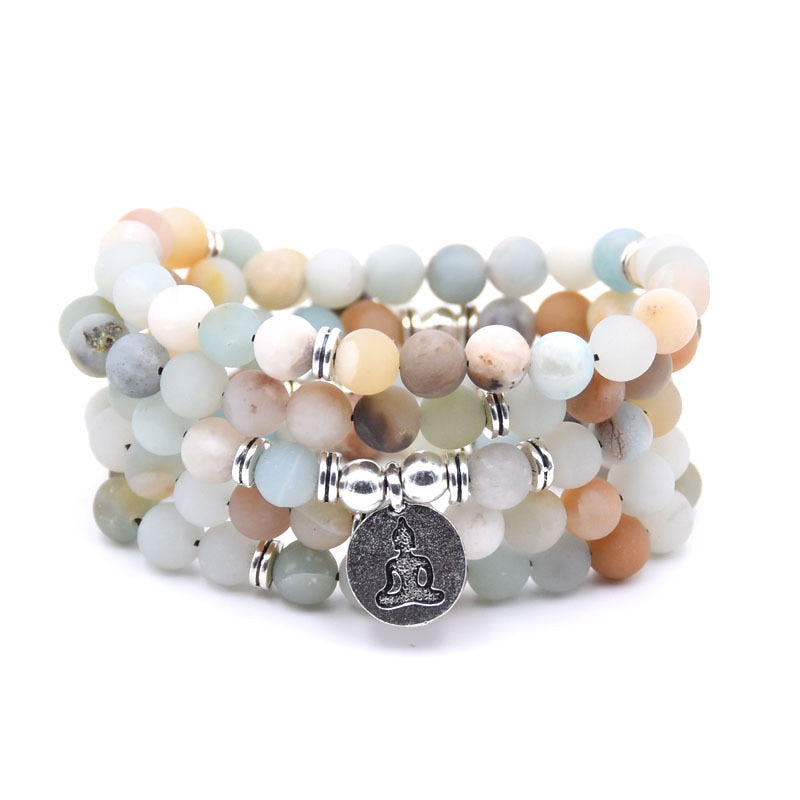 High Quantity Natural Stone charm women men OM Bracelet 108 Mala Yoga lotus Matte Jewelry necklace Pulseras dropshipping