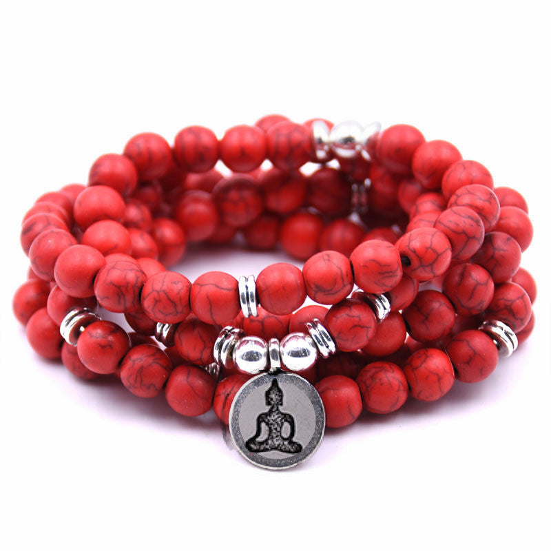 High Quantity Natural Stone charm women men OM Bracelet 108 Mala Yoga lotus Matte Jewelry necklace Pulseras dropshipping