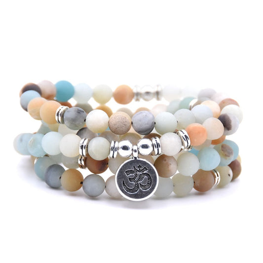 High Quantity Natural Stone charm women men OM Bracelet 108 Mala Yoga lotus Matte Jewelry necklace Pulseras dropshipping