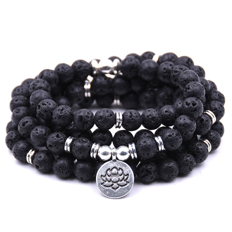 High Quantity Natural Stone charm women men OM Bracelet 108 Mala Yoga lotus Matte Jewelry necklace Pulseras dropshipping