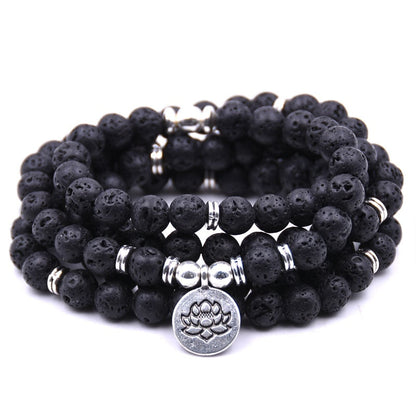 High Quantity Natural Stone charm women men OM Bracelet 108 Mala Yoga lotus Matte Jewelry necklace Pulseras dropshipping