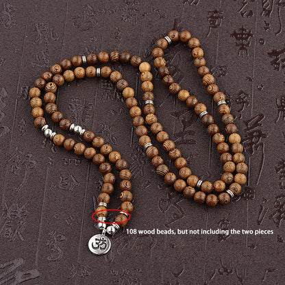 Multilayer 108 Wood Beads OM Lotus Bracelet Tibetan Buddhist Mala Buddha Charm Bracelet Yoga Rosary Wooden For Women Men Jewelry