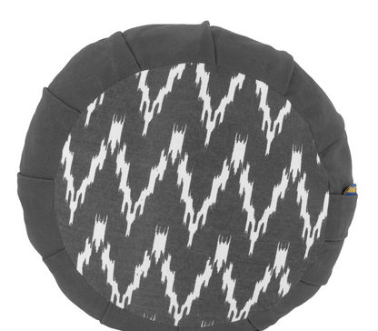 Natural Buckwheat Zafu Meditation Cushion- Round Patterned Pleated
