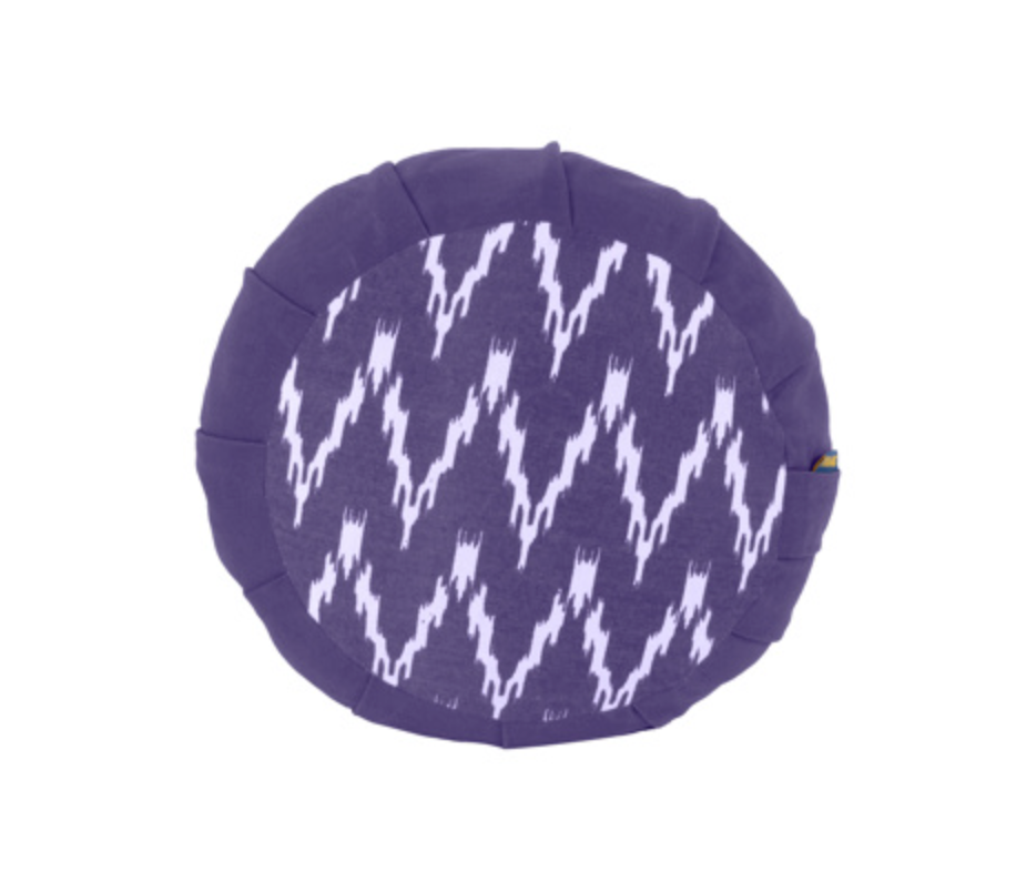 Natural Buckwheat Zafu Meditation Cushion- Round Patterned Pleated