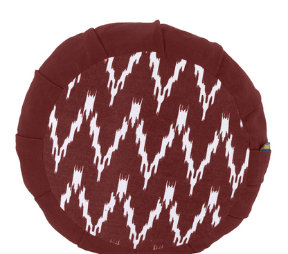 Natural Buckwheat Zafu Meditation Cushion- Round Patterned Pleated