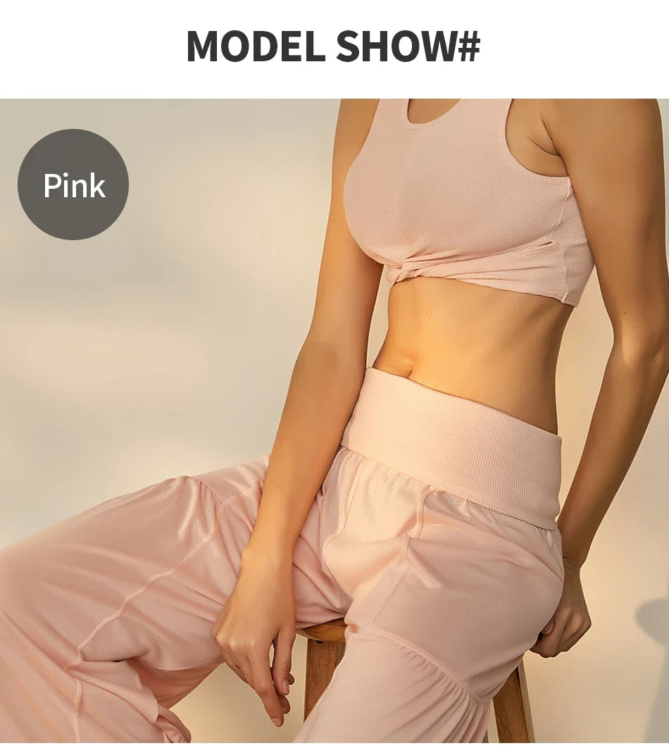 Yoga Pants Women Rib Loose Casual