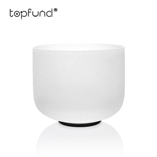 TOPFUND Chakra Frosted Quartz Crystal Singing Bowl 8 Inch