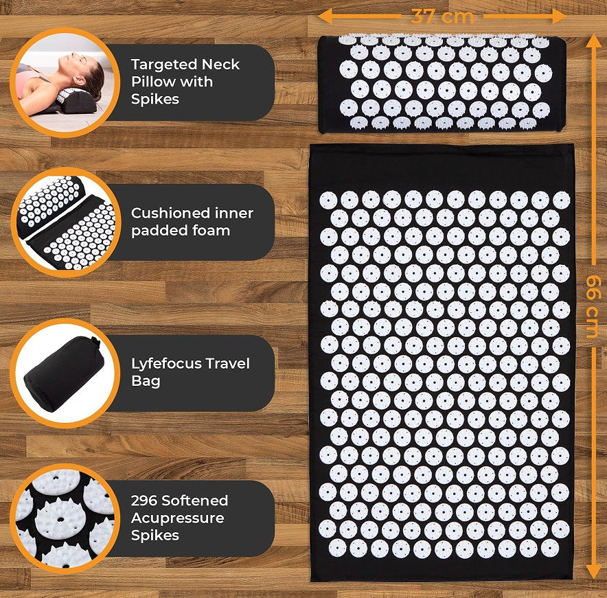 New Premium Acupressure Shakti Massage Mat & Pillow Set Fitness