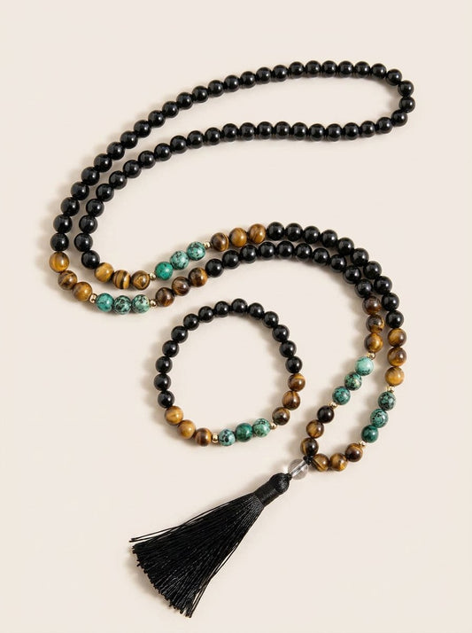 Tasselstone 108-Bead Tiger Eye Meditation Necklace
