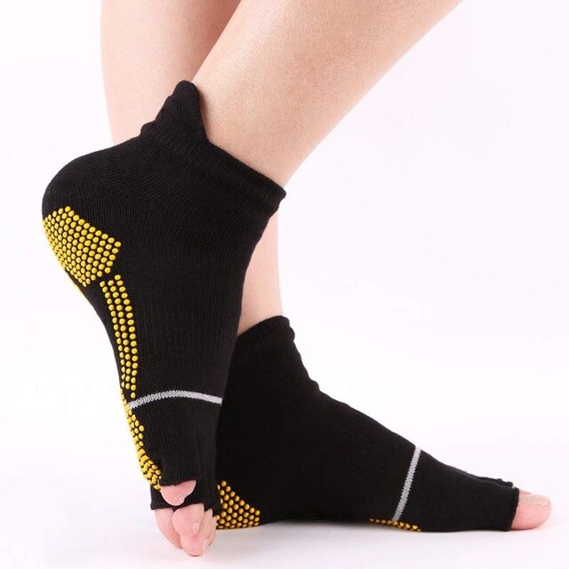 Yoga Socks: Professional Cotton Open Toe Half Fingers