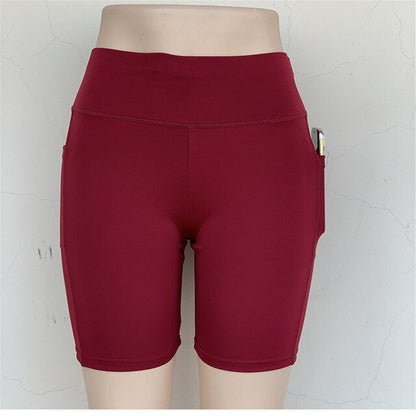 Yoga Shorts With Pocket Women Workout Shorts High Waist Sports Short Pants For Fitness Running Wear Jogging Gym Shorts For Women