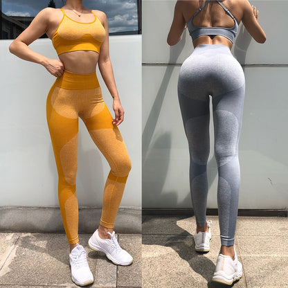 2 Piece Yoga Set Sports Bra and Leggings Jogging Women Gym Set Clothes Seamless Workout Sports Tights Women Fitness Sports Suit